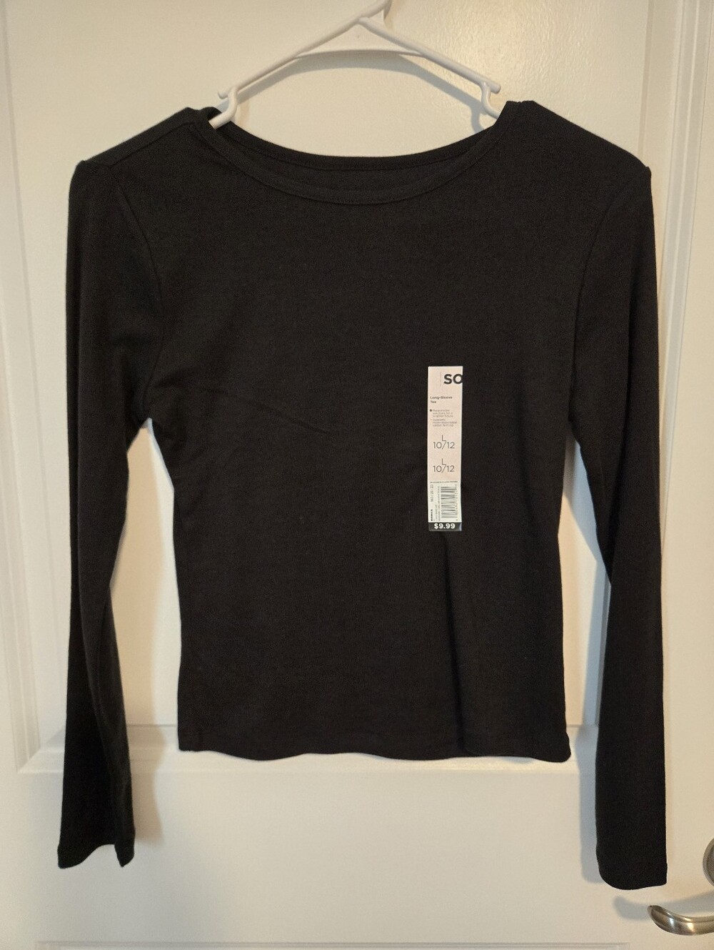 SO Black Long Sleeve Girl's Top 10-12